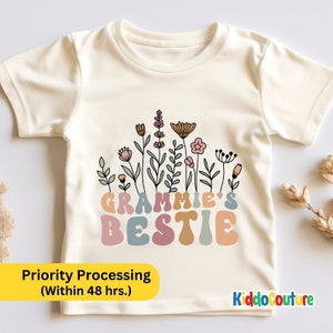 Grammies Bestie Wildflowers Shirt, Retro Grammies Bestie Shirt, Floral Grammies Bestie Toddler Shirt, Grammie Little Bestie Gift Shirt