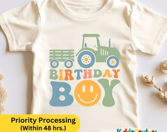 Tractor Birthday Boy Toddler Shirt, Retro Farm Birthday Shirt, Country Birthday Theme T-Shirt, Birthday Boy T-Shirt, Tractor Birthday Shirt