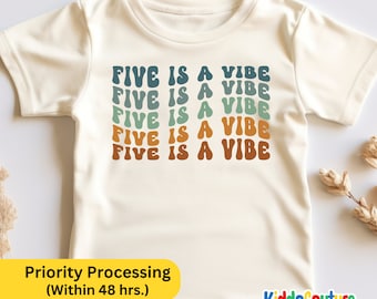 5th Birthday Toddler Shirt, Five Is A Vibe Birthday Shirt, Fifth Birthday Shirt, 5th Birthday Gift, Retro Five Is A Vibe Toddler Shirt