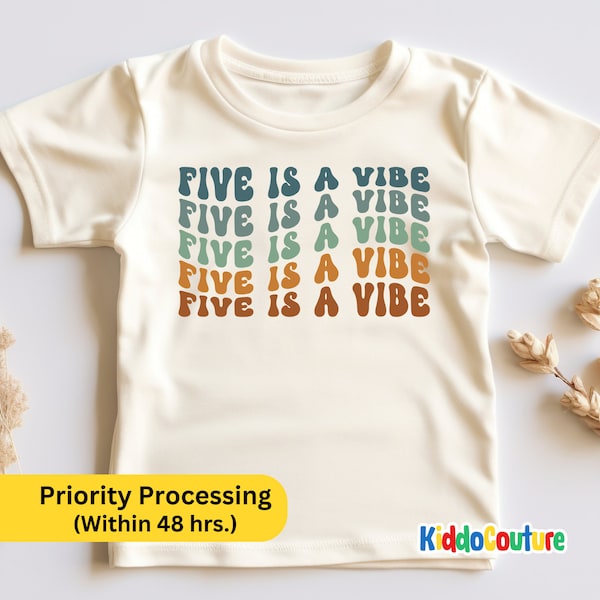 5th Birthday Toddler Shirt, Five Is A Vibe Birthday Shirt, Fifth Birthday Shirt, 5th Birthday Gift, Retro Five Is A Vibe Toddler Shirt