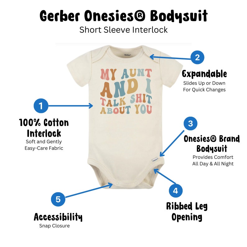My Aunt And I Talk Shit About You Baby Onesie®, Aunt Gift Baby Bodysuit, My Aunt And I Baby Onesie®, Aunt And Toddler Baby Onesie® image 3