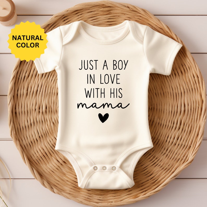Just A Boy In Love With His Mama Baby Onesie®, Mama’s Boy Bodysuit, Baby Boy Outfit Gift for New Moms, Mother Son Onesie® KC-LLL0 image 4