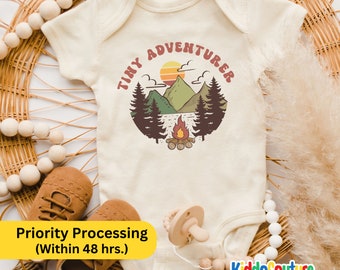 Tiny Adventurer Onesie®, Adventure Baby Bodysuit, Camping Adventure Bodysuit, Camping Adventurer Onesie® Outdoor Adventurer Baby Bodysuit