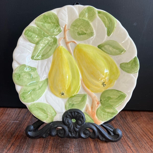 Shafford Pear Fruit Du Jour 8 1/4" Majolica Plate 1987