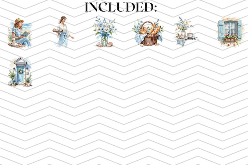 Coastal Cafe Clipart Bundle, Cottagecore Coffee Shop Watercolor PNG ...