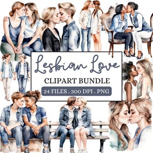 Lesbian Love Clipart | LGBTQ+ Couple PNG | Girlfriends Illustrations | Pride Digital Art | Lesbian Couple Clipart | WLW Couple Graphics