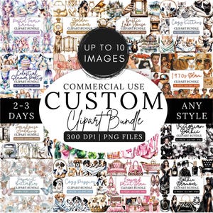 Benutzerdefinierte Clip Art Bündel | 10 personalisierte ästhetische PNGs | Exklusive digitale Illustrationen für Sublimation & Design | Kommerzielle Nutzung