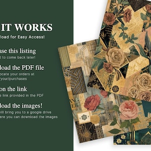 Colorful Art Deco Collage Paper Pack | Vintage Junk Journal Pages ...