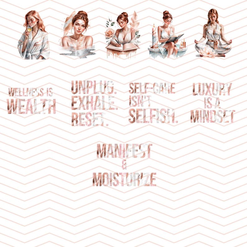 rose-gold-spa-escape-clipart-bundle-self-care-aesthetic-luxe