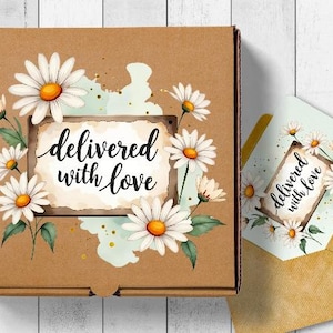 Geleverd met liefde, png PNGEgg | Daisy-sublimatieontwerp | Chauffeursshirt bloemen bezorging | Sticker kleine bedrijven verpakking, png PNGEgg | Direct downloaden