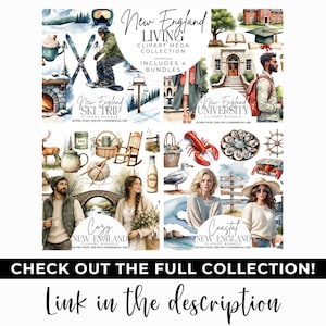 Coastal New England Clipart Bundle | Nautical Summer Aesthetic PNGs | Lobster, Lighthouse, Cape Cod, Ocean Seaside Digital Art Graphics image 7