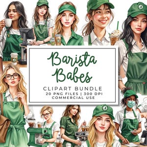 Barista Babes Clipart Bundle | Coffee Girl PNGs | Barista Girls Clip Art | Espresso Cafe Aesthetic | Latte Art Coffee Lover Graphics