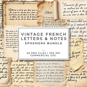 Vintage French Stationery and Notes, Antique Handwriting PNGs, Vintage Ephemera Clipart, Old Letter Overlays for Junk Journals, Scrapbooking