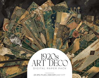 Colorful Art Deco Collage Paper Pack | Vintage Junk Journal Pages ...