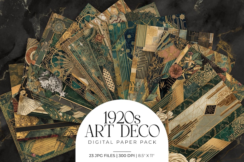 Colorful Art Deco Collage Paper Pack | Vintage Junk Journal Pages ...