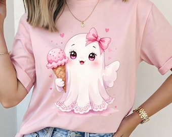 Pink Coquette Ghost Sublimation PNG | Cute Girly Halloween Clipart | Coquette Aesthetic Ghost | Kawaii Ghost Shirt PNG | 300 DPI Graphic