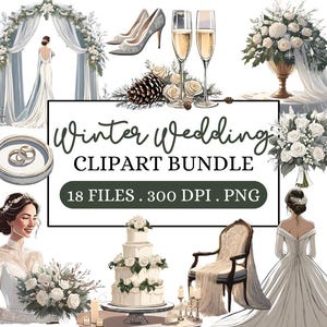 Winter bruiloft clipart, bruiloft uitnodiging clipart, aquarel winter, besneeuwde bruiloft graphics, december bruiloft afbeeldingen, witte bruiloft clipart