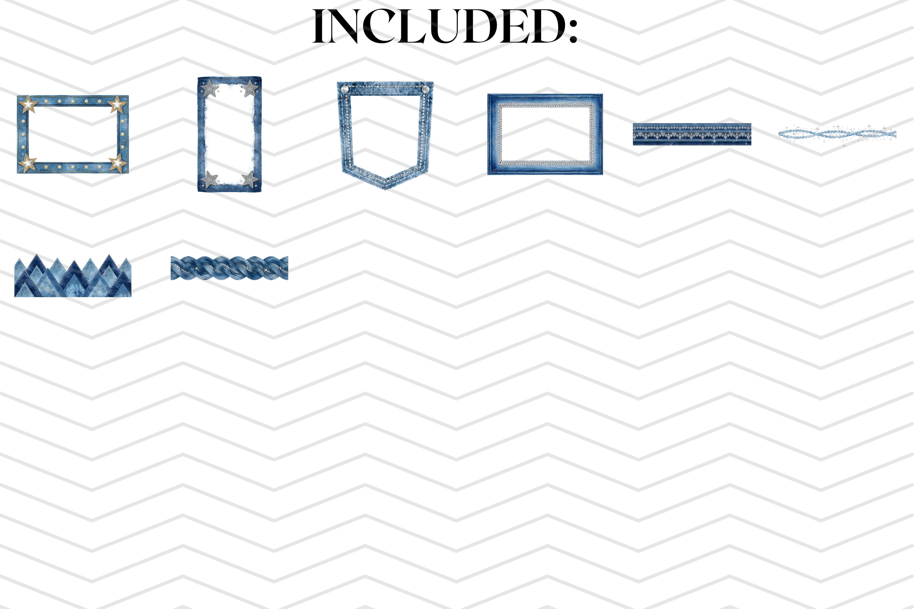 Denim & Diamonds Borders and Frames Clipart Bundle | Western Glam ...