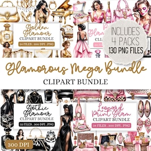 Méga lot d'images clipart glamour | Mode et beauté de luxe PNG | Femmes élégantes et accessoires chics | Graphismes de mode glamour | Journal indésirable