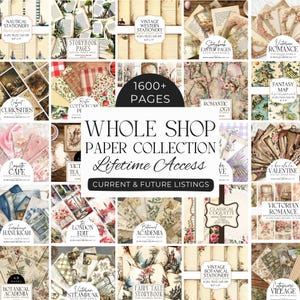 Whole Shop Lifetime Access | Digital Papers, Printable Junk Journal, Scrapbook, Stationery, Collage, Pattern, Growing Ephemera Collection