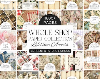 Accesso a vita all'intero negozio / Carte digitali, diario creativo stampabile, album di ritagli, articoli di cancelleria, collage, modelli, collezione di materiale effimero in continua espansione