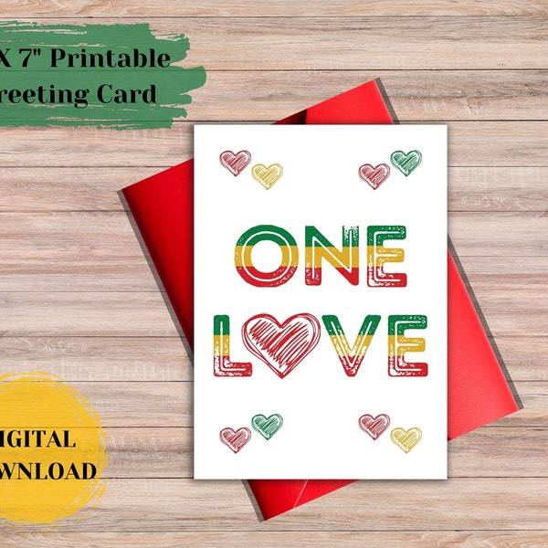 One Love Greeting Card Valentine's Day Card Love Hearts Printable Digital Download Affirmation