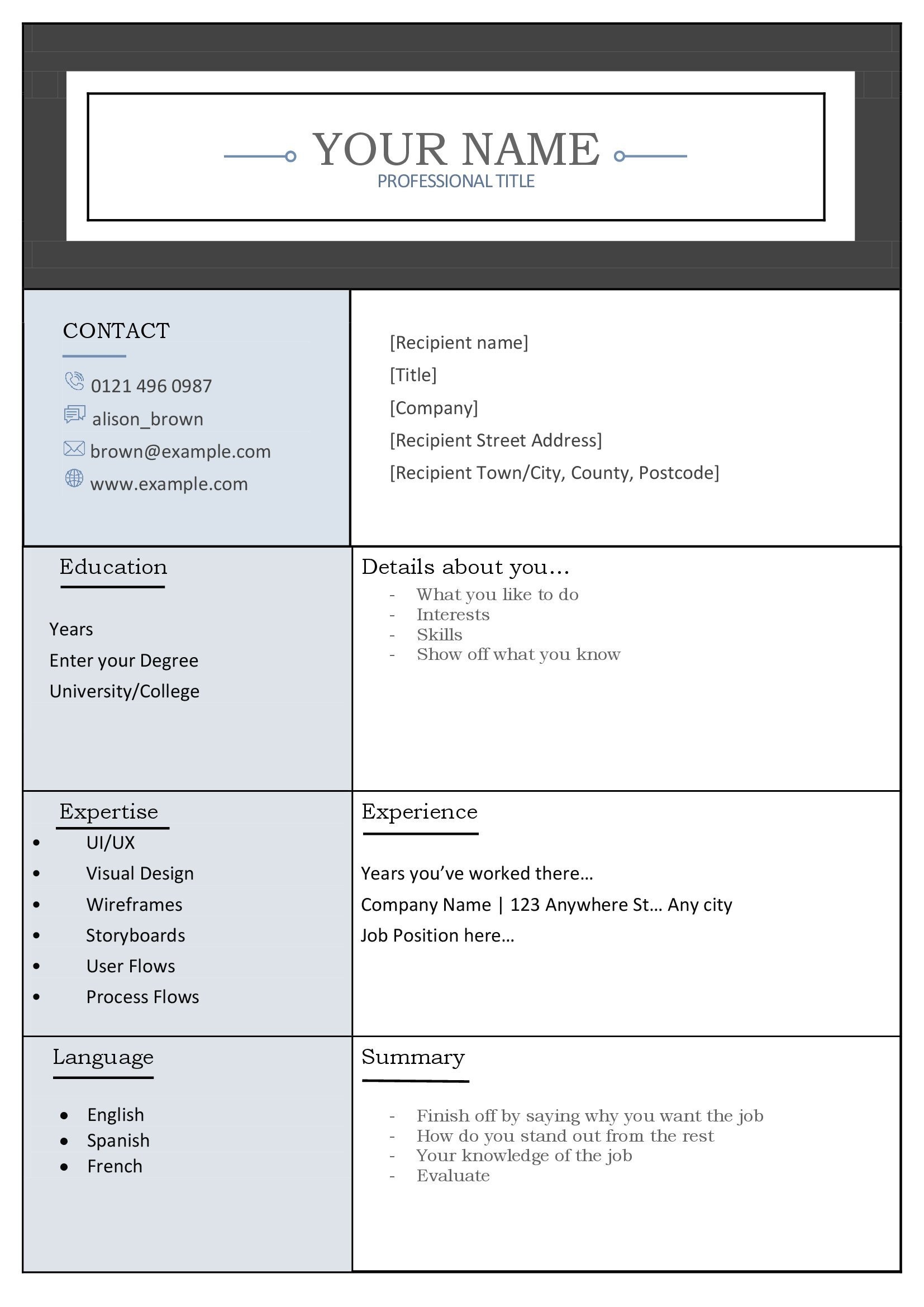 Best Professional CV Template for Google Docs, Word & Apple Pages - Etsy