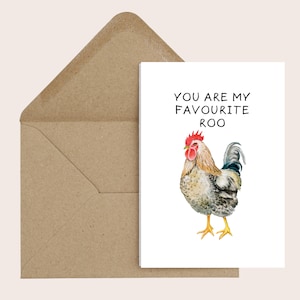 Carte de Saint-Valentin poulet - préférée aussi - poulets, drôle, pour elle, pour lui, anniversaire, Saint-Valentin 7 x 5 po. avec enveloppe marron