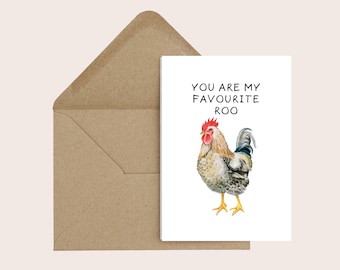 Chicken Valentine's Card - Favourite Too - Chickens, Funny, For Her, For Him, Anniversary, Valentines 7x5" With Brown Envelope