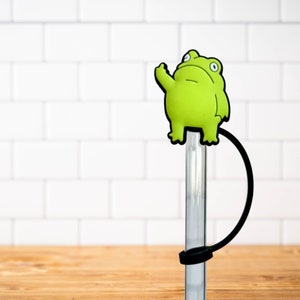 Middle Finger Frog Silicone Straw Topper for Travel Water Bottles and Reusable Straw Tumblers