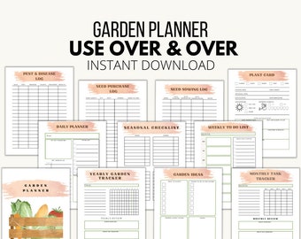 Planificador de jardín imprimible: calendario de siembra, planos y registro de cosecha (descarga en PDF)