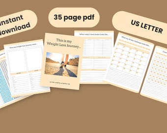 Diario de pérdida de peso: Seguimiento de actividad física y hábitos, Reto de 30 días (Planificador imprimible y descargable en PDF)