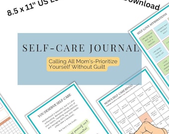 Diario de autocuidado: Planificador imprimible de salud mental, seguimiento del estado de ánimo y agotamiento (Descarga PDF, tamaño carta (8,5 x 11 pulgadas))