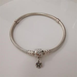 new  pandora moments daisy flower clasp snake chain bracelet size 19cm