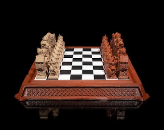 3D-Printed Viking Chess Set: Hand-Painted Norse Mythology Board Game
