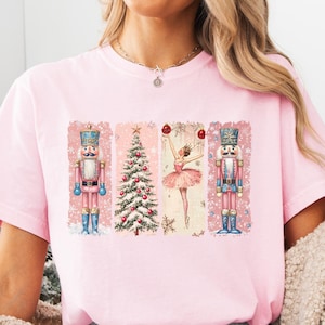 Comfort Colors Nutcracker Ballet Christmas Shirt Women&#39;s Holiday Tee Watercolor Holiday Tshirt Holiday Party Gift  Festive Christmas Shirt