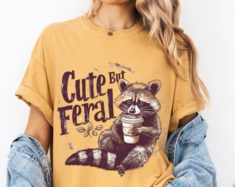 Cute But Feral T-Shirt Raccoon Shirt Comfort Colors T-Shirt Vintage Raccoon Shirt Distress Funny Raccoon Shirt Animal Wildlife RaccoonTee