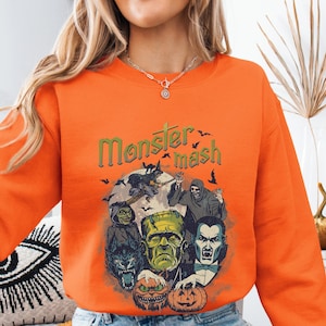 Retro Halloween Comfort Colors Sweatshirt, Monster Mash Sweater, Vintage Ghost Halloween Sweater, Monster Sweatshirt, Retro Sweatshirt