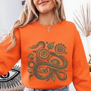 Whimsical Snake Sweatshirt Snake Shirt Floral Snake Sweatshirt Cool Snake Sweatshirt Wildlife Sweatshirt  Pet Lover Shirt Snake Lover Gift