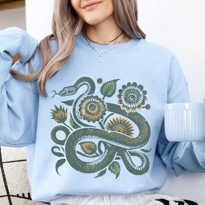 Whimsical Snake Sweatshirt Snake Shirt Floral Snake Sweatshirt Cool Snake Sweatshirt Wildlife Sweatshirt  Pet Lover Shirt Snake Lover Gift