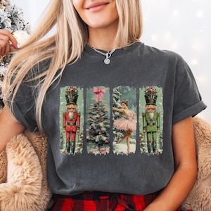 Comfort Colors Nutcracker Christmas Shirt Womens Holiday Tee Watercolor Holiday Tshirt Holiday Party Gift Festive Ballerina Christmas Shirt
