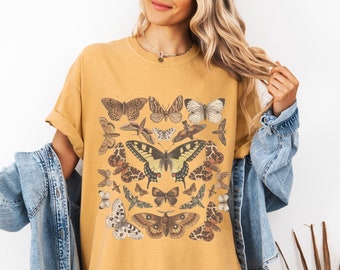Vintage Butterfly Moth Shirt Whimsical Butterfly Shirt Cottagecore Aesthetic Moth Shirt Comfort Colors Shirt Nature T-Shirt Faircore Gift