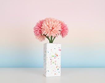 Pastel Rainbow Paint Splat Hand Painted Ceramic Vase