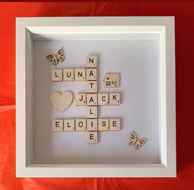Personalised Scrabble 3D Box Frames Scrabble Family Names Handmade ...