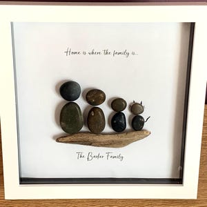 Family Pebble Art Portrait Frame Personalised Gift For Family Friends Couples New Home Christmas Pebble Gift Family Pebble Frame