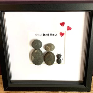 New Home Gift Pebble Art Frame Home Sweet Home Moving Home Housewarming Gift Couples Family Pebble Frame