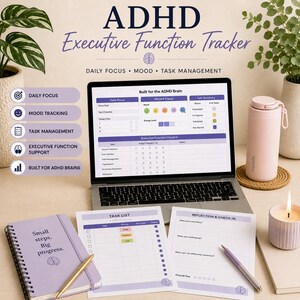 ADHD Executive Function Tracker | Daily Focus, Mood, Task Management (Digital Download)