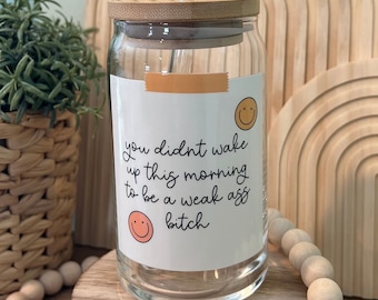 Funny Sarcastic Coffee Glass Tumbler With Lid and Straw