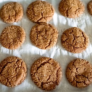 The BEST Soft Ginger Cookie Recipe. Chewy Spicy, rolled cookies, holiday Christmas baking, heritage traditional cookie, molasses cookie, image 8