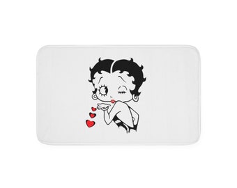 Tapis de bain en mousse à mémoire de forme baiser coeurs rouges BETTY BOOP